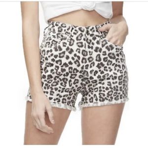 Good American Jeans Cut-Offs Snow Leopard Shorts 27, Leopard Shorts